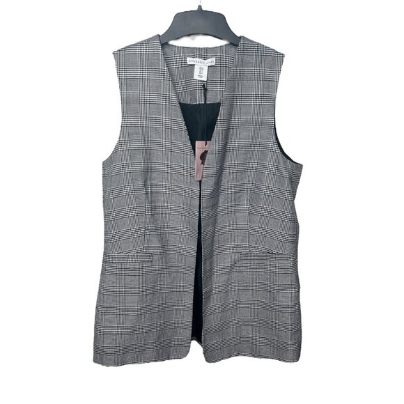 Sincerely Jules Black & White Glen Plaid Sleeveless Vest Womens Size Small - Picture 1 of 11